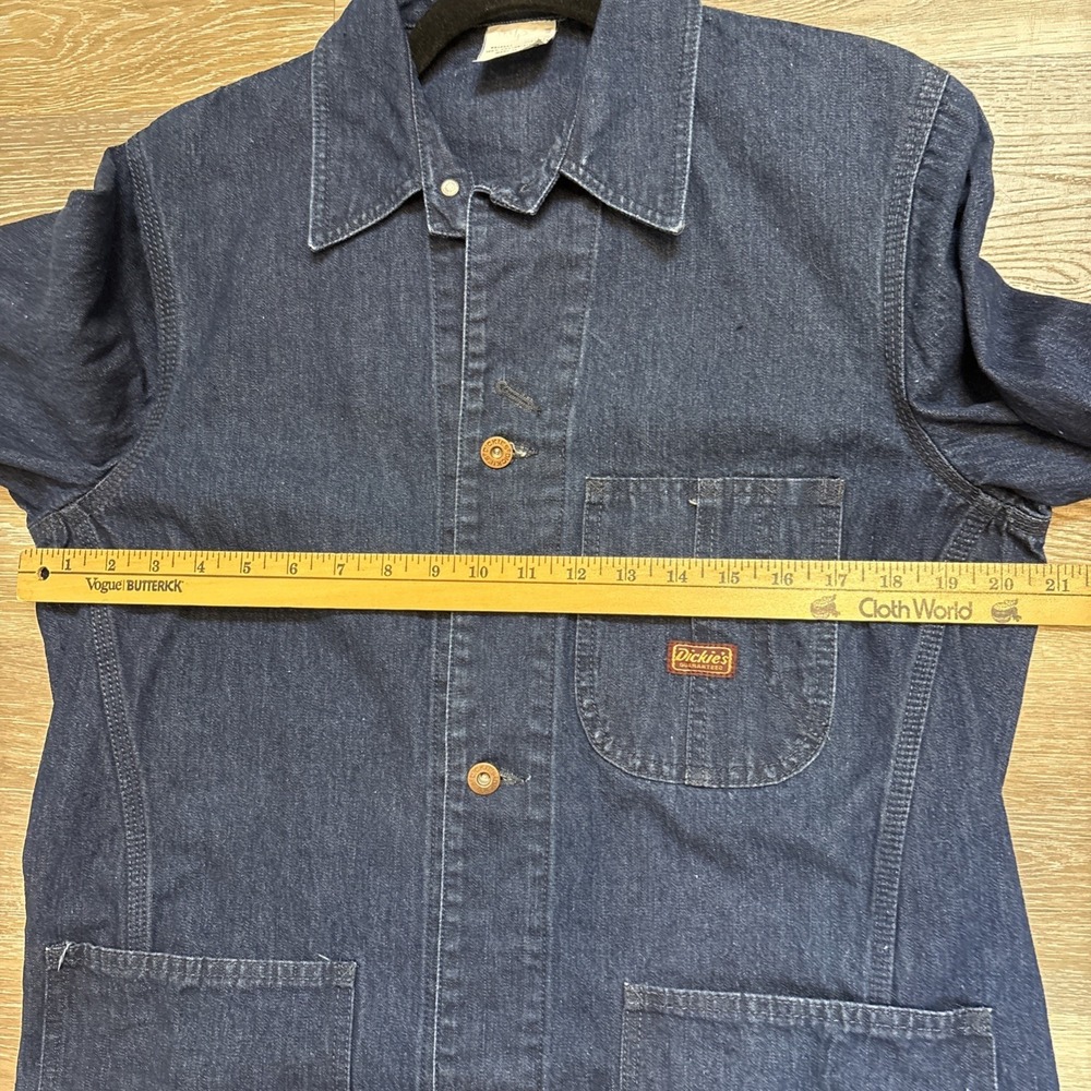 Vintage Dickies Chore Jacket White Oak Cone Blue Denim USA 100% Cotton L 42" EUC - Picture 7 of 14